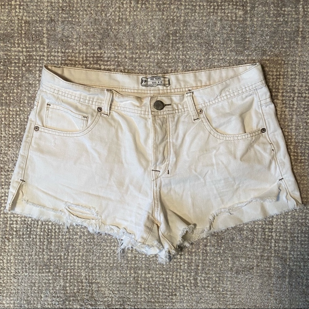 Free People Washed Out Distressed Denim Short